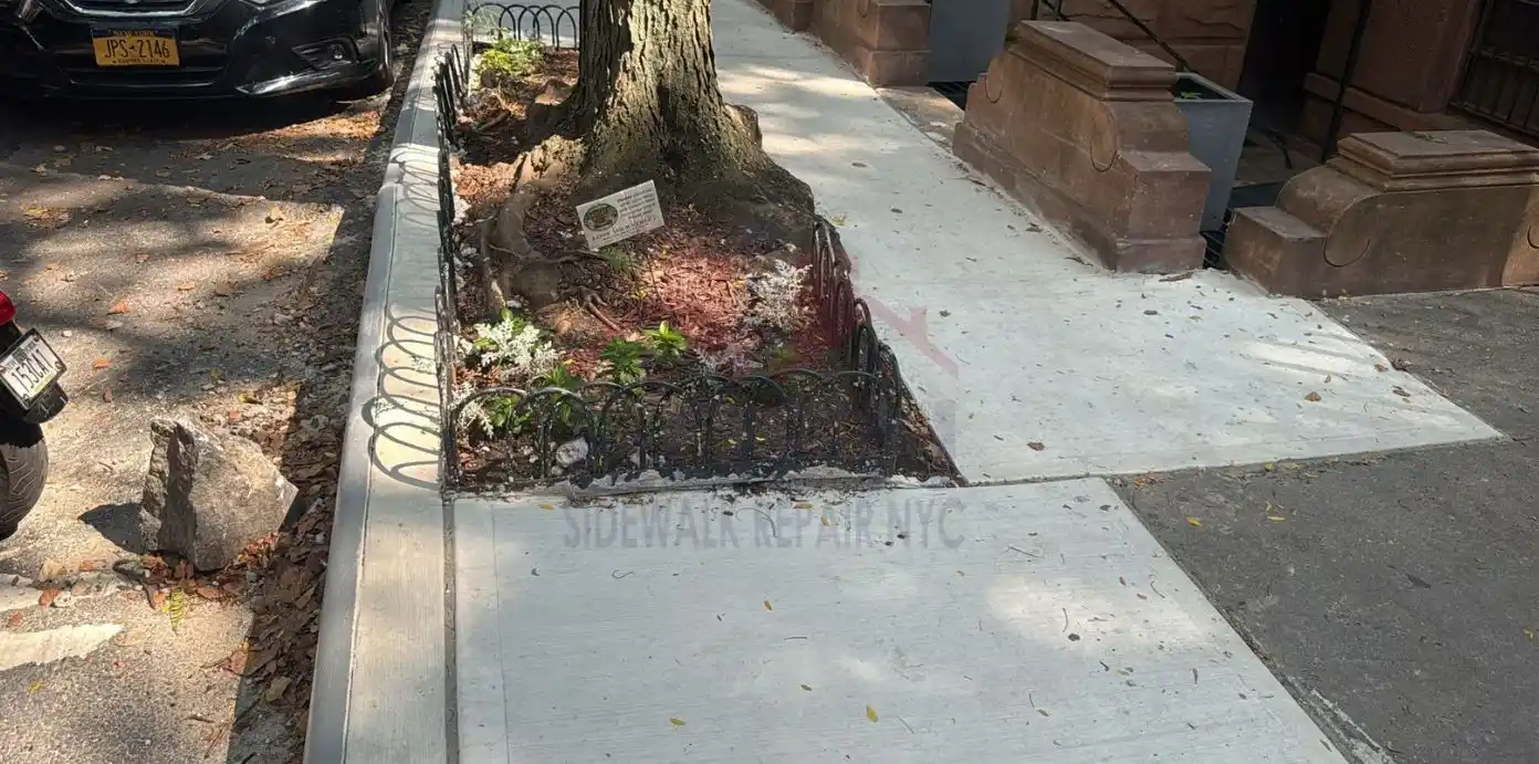 damages sidewalk is being prepared and the results domonstrated in the image in nyc